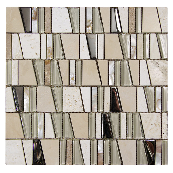 Kappa Shell Beige Mosaic Glass Tile