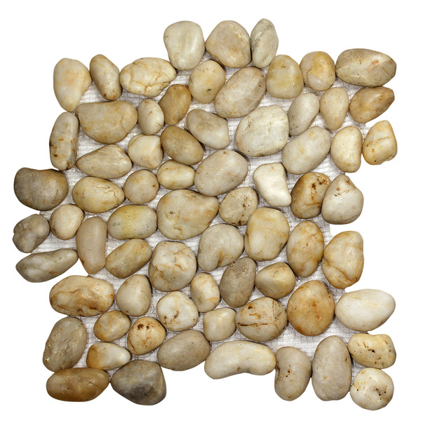 Pebble Stone Round White Tile