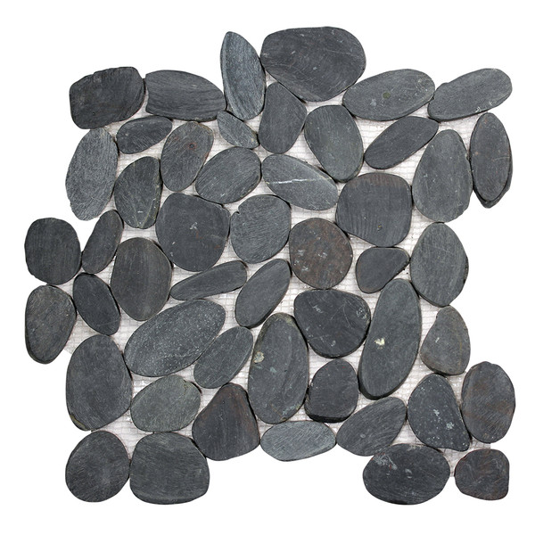 Pebble Stone Sliced Black Tile