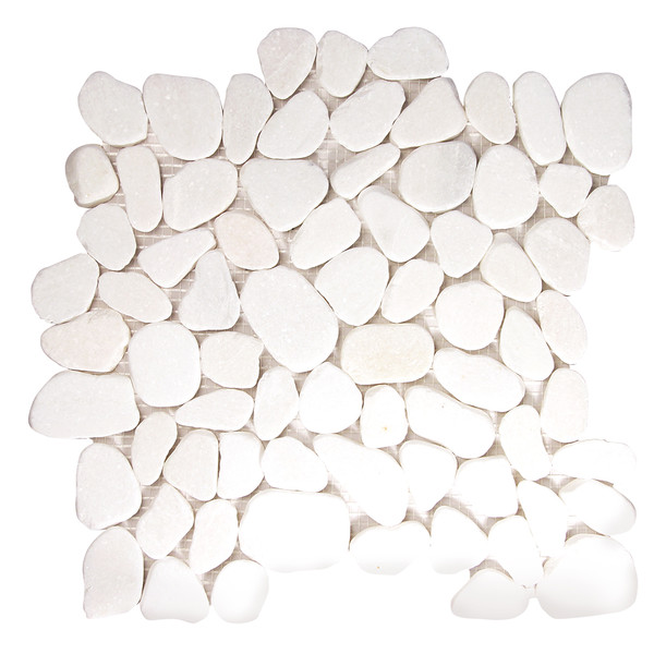 Pebble Stone Sliced Bright White Tile