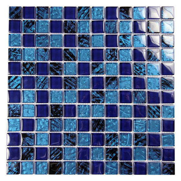 Splash Blue and Black Mix MOS#8 Pool Tile