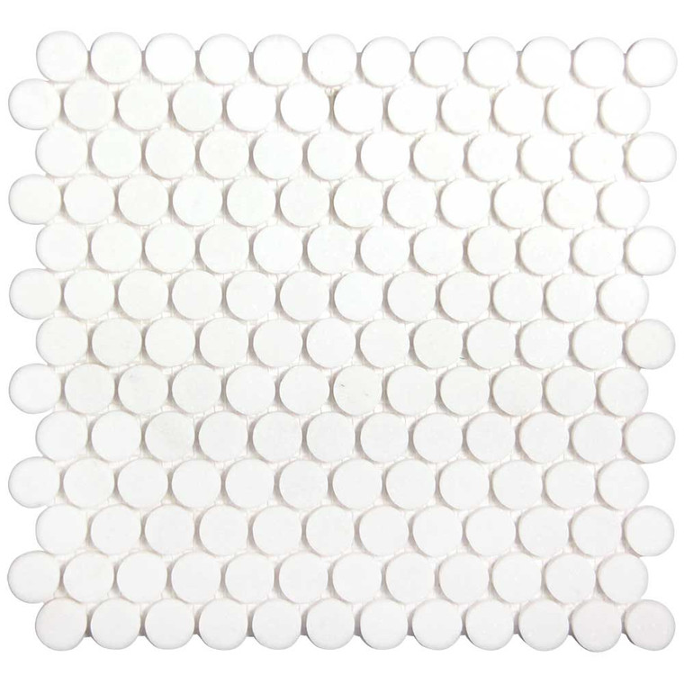 Lana Thassos White 1" Penny Round Marble Tile