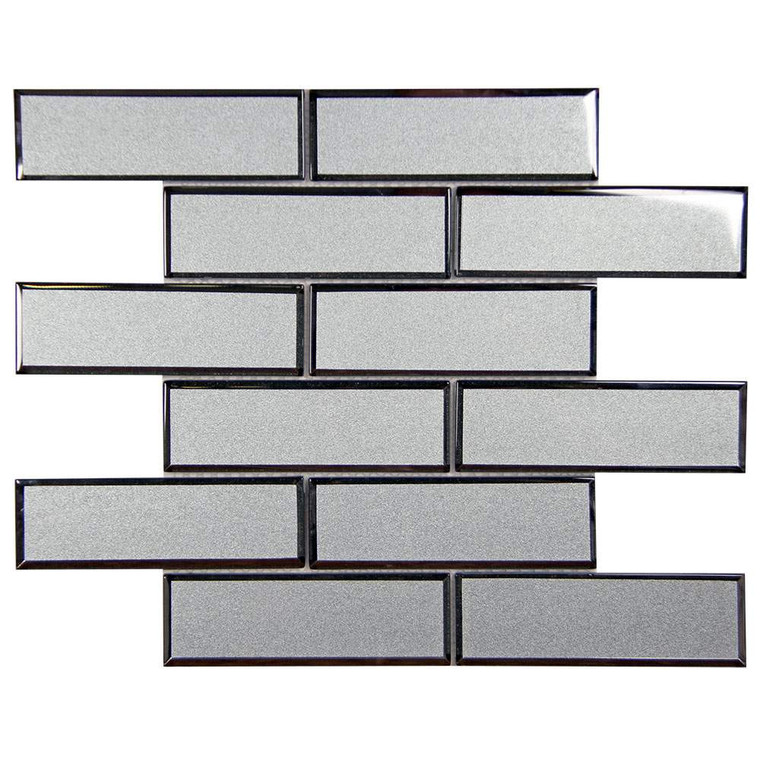 Mirror Linear Grey Beveled Subway Glass Tile