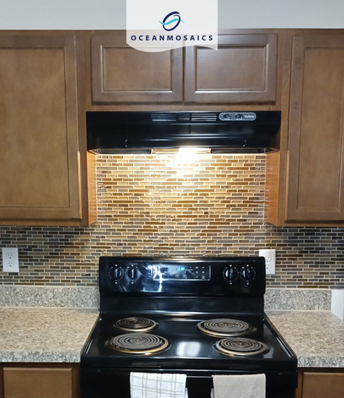 Kaia Brown Interlocking Linear Glass Mosaic Tile