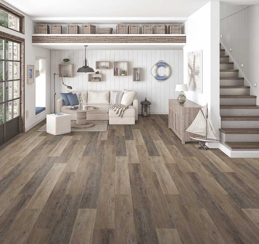 Windswept Walnut Brown 5.7mm Wood Look 7x48 Luxury Vinyl Plank Flooring