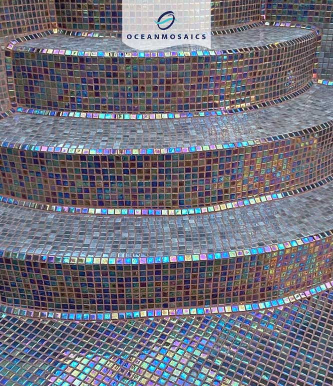 Sea Pearl Midnight Multi Iridescent 1x1 Pool Tile