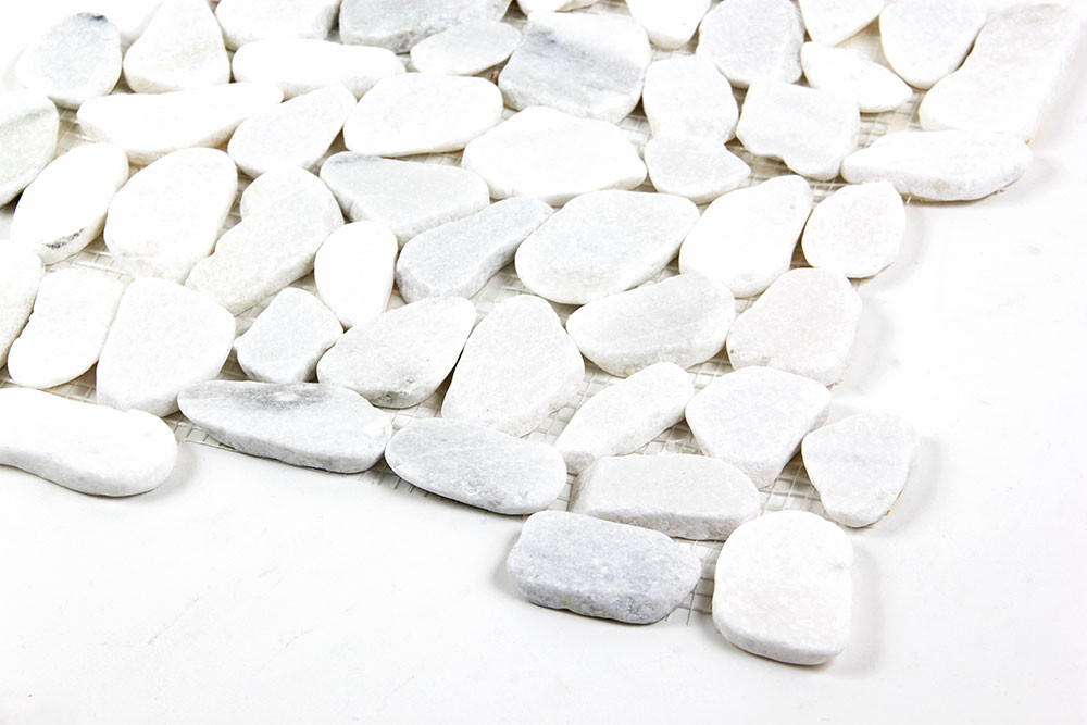Pebble Stone Sliced Bright White Tile