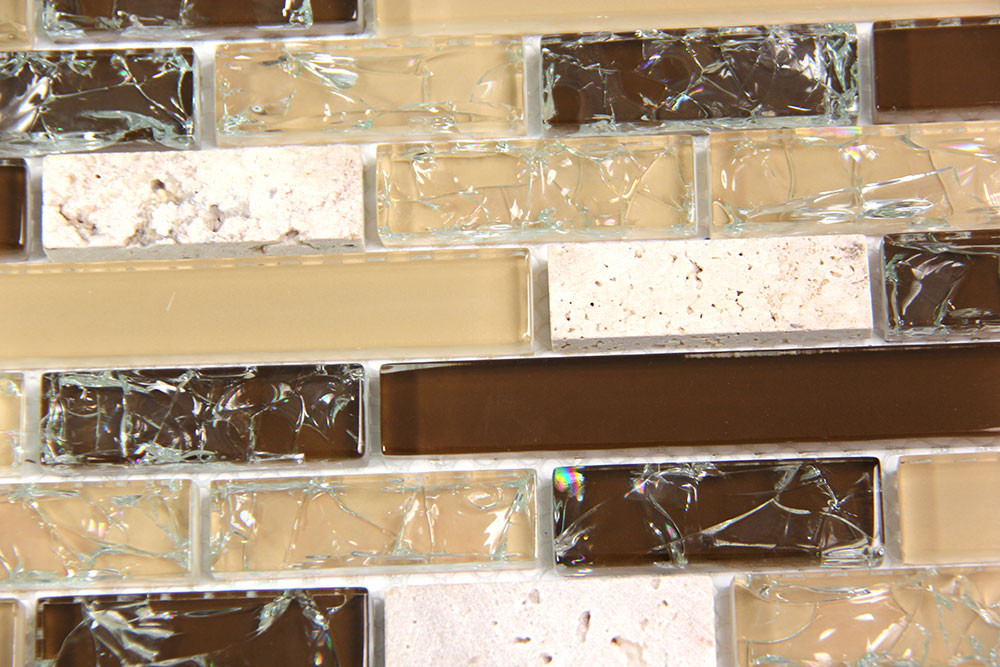 Kaia Brown Mix Interlocking Linear Glass Mosaic Tile