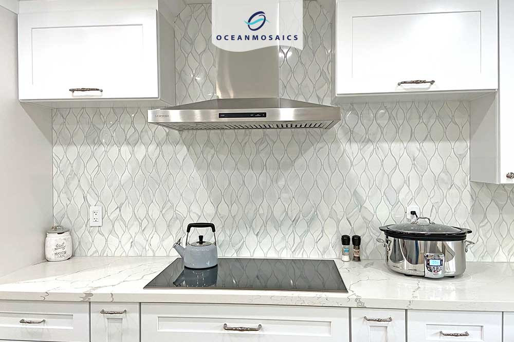 Caspian Grey Teardrop Recycled Glass Tile