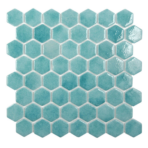 Islamorada Hexagon Seafoam Green Glass Pool Tile