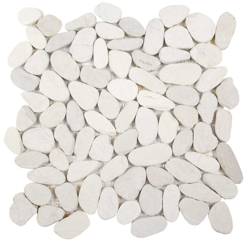 Dunes White Pebble Stone Sliced Tile