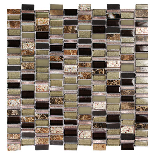 Random Brick Black Diamond Stainless Steel & Glass Mosaic Tile Backsplash Shower Kitchen Bathroom Wall Accent