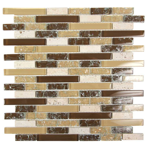 【正規品】 新品未使用 HOW TO WRAP × ikkaku mosaic Kaia Brown Mix Interlocking Linear Glass Mosaic Tile