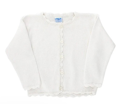 Girls Cardigan Sweater in White