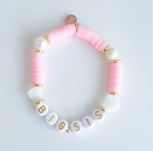 Beaded Bracelet in Light Pink Big Sister with Pearls