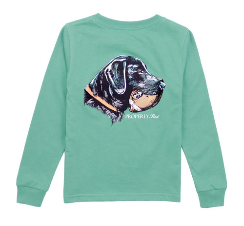 Long Sleeve Logo Tee in Ivy with Good Catch