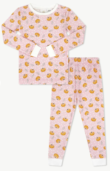Sweet Pea PJ Set in Pink Pumpkin Patch Delight
