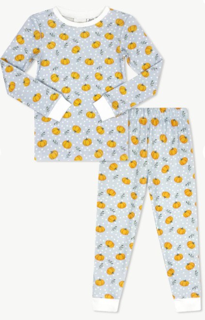 Sweet Pea PJ Set in Blue Pumpkin Patch Delight