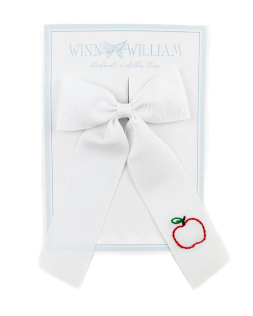 Medium Longtail Bow in White A is For Apple