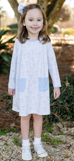 Lennon Dress in Blue Bows