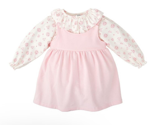 Girls Knitted Dress and Shirt Set in Pink and White Floral Girls Knitted Dress and Shirt Set in Pink and White Floral