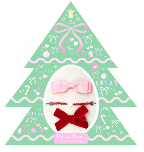 Christmas Tree Bows and Bracelet Gift Set