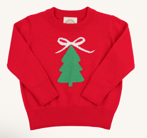 Isabelle’s Intarsia Sweater in Richmond Red with Christmas Tree