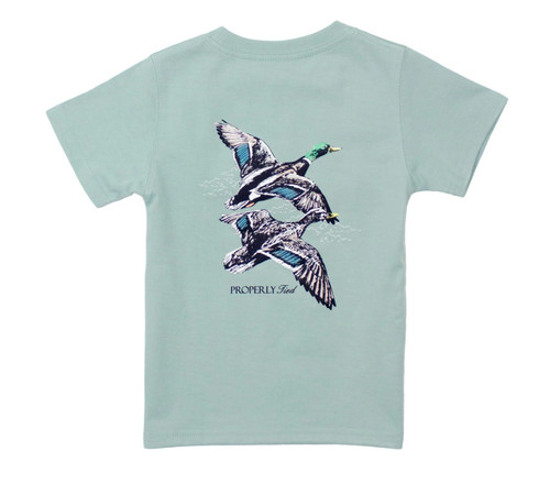 Boys Short Sleeve Tee in Migration on Marine Mist