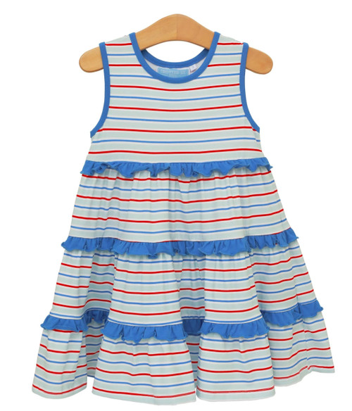 Tinsley Twirl Dress in Patriotic Stripe