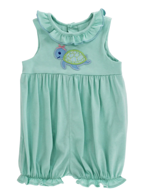 Knit Short Romper in Turtle Tides