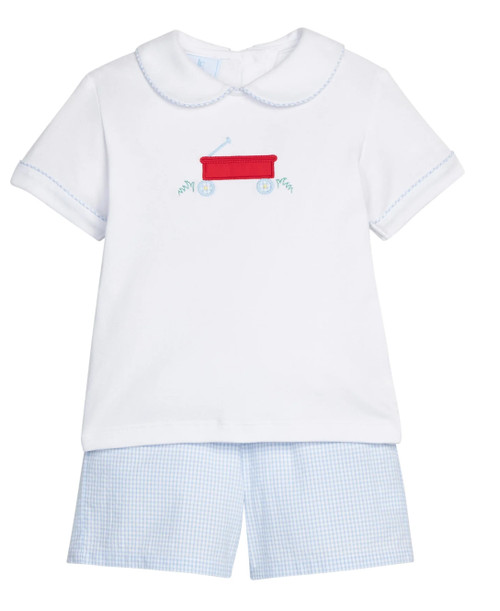 Appliqué Peter Pan Short Set in Wagon