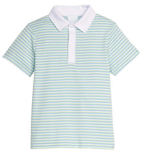 Short Sleeve Polo in Greenview Stripe