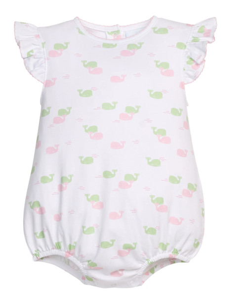 Printed Angel Sleeve Bubble in Pink Whales