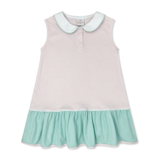 Mary Margaret Dress in Pensacola Pink and Midtown Mint Ministripe