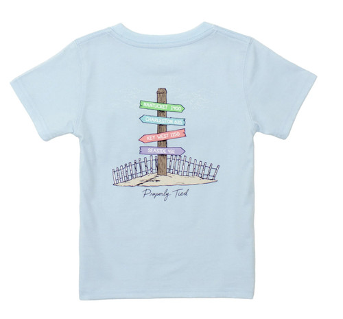 Girls Short Sleeve Tee in Beach Trip on Periwinkle