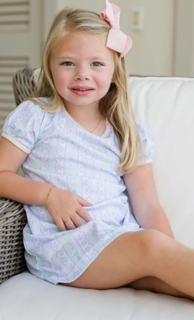 Play Dress in Blue Floral Scallop