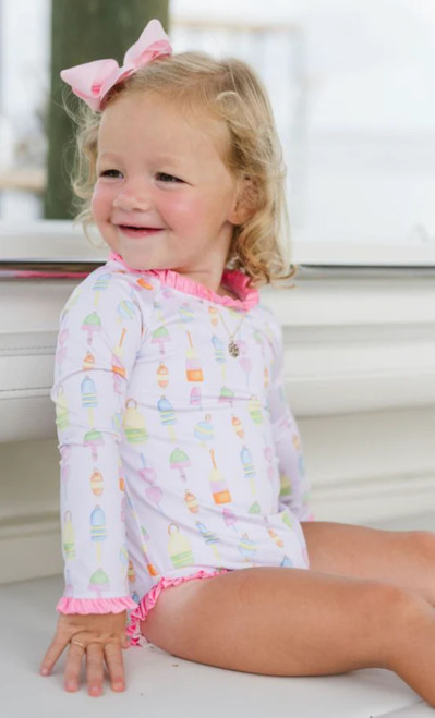 Leighton One Piece Rash Guard Set in Reel Fun