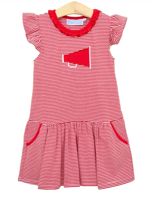 Girls Short Sleeve Dress in Megaphone on Red