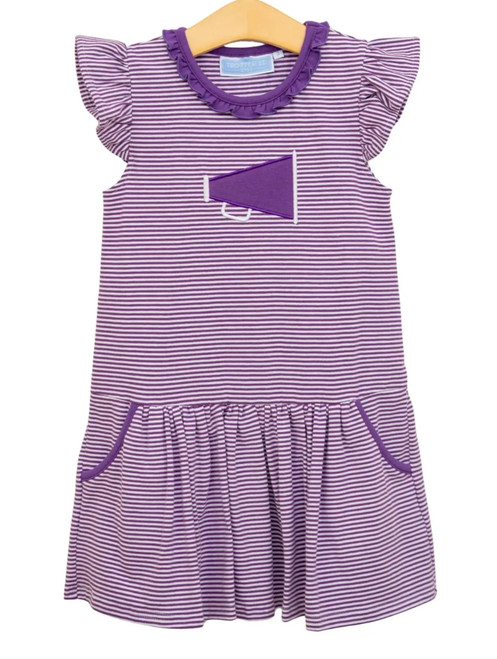 Girls Short Sleeve Dress in Megaphone on Purple