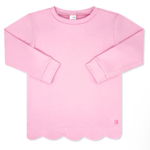 Shelby Scallop Sweatshirt in Cotton Candy Pink