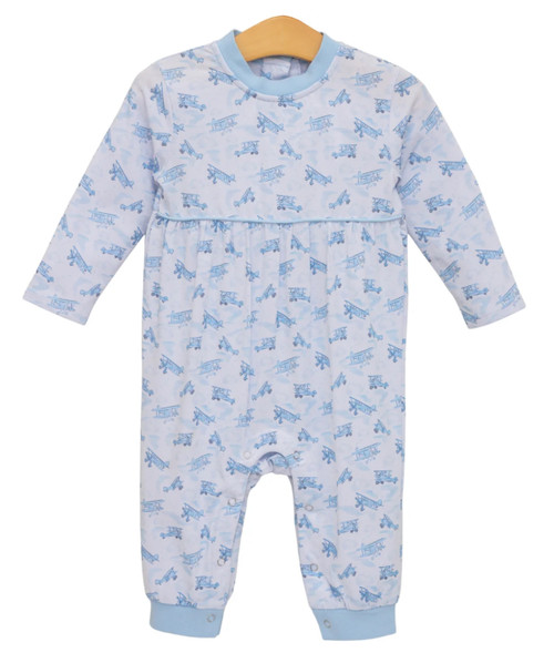 Long Sleeve Romper in Up Up & Away