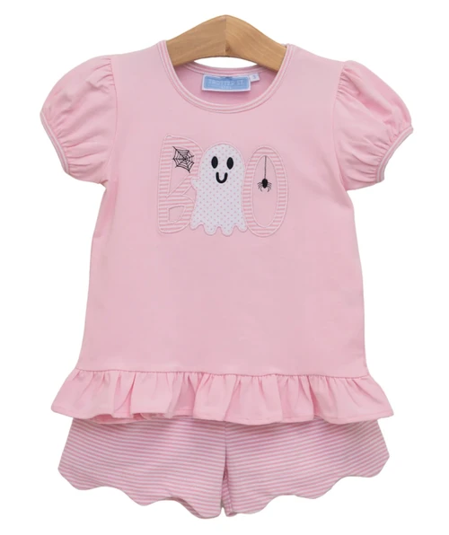 Scalloped Short Set in Pink Boo