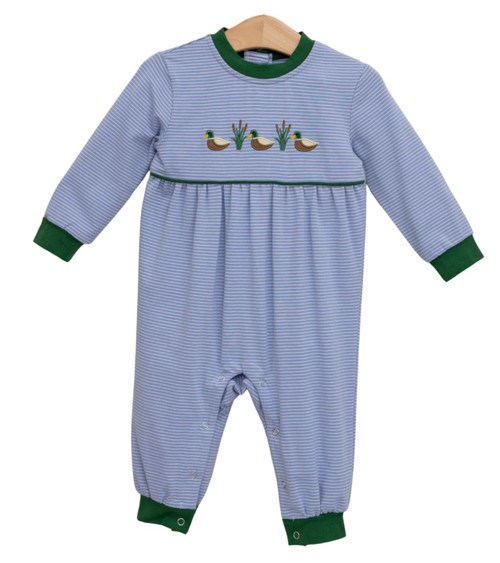 Long Sleeve Romper in Mallard Trio