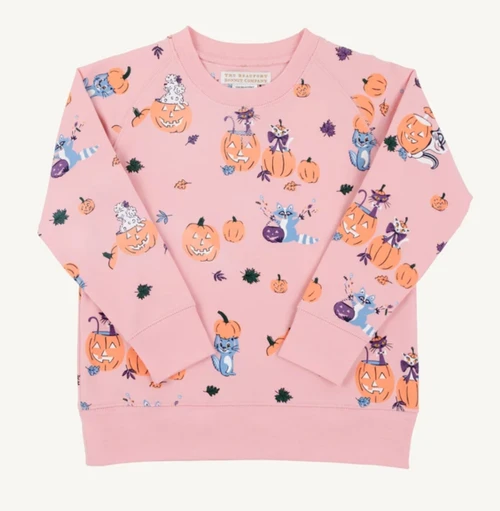 Cassidy Comfy Crewneck in Candy and Critters in Sandpearl Pink