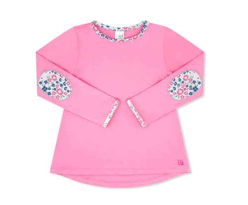 Kylie Long Sleeve Tee in Flamingo Pink and Baton Rouge Blooms
