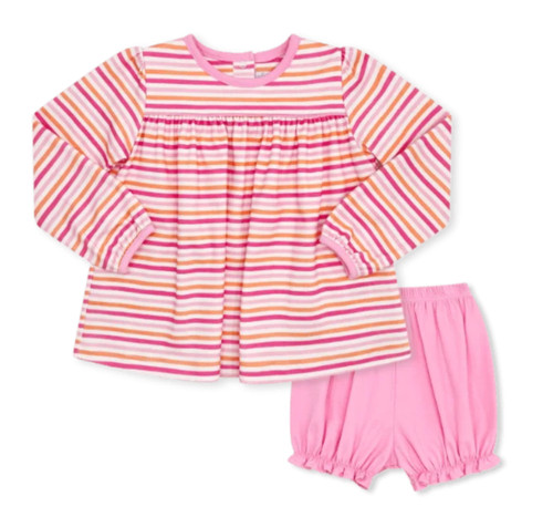 Long Sleeve Penny Play Bloomer Set in Pink Falling for Stripes