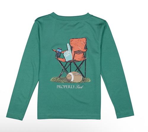Long Sleeve Performance Tee in Sidelines on Teal