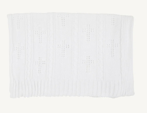 Bailey Baby Blanket in Worth Ave White with Crosses