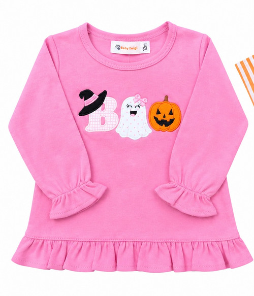 Long Sleeve Ruffle Swing Top in Boo Bubblegum Pink
