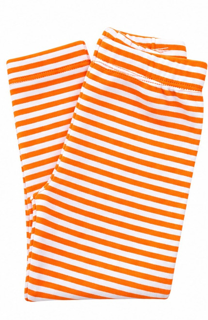 Straight Leggings in Orange and White Stripe